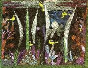 Paul Klee landskap med  gula faglar oil